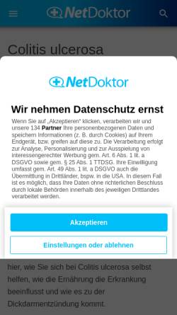Vorschau der mobilen Webseite www.netdoktor.de, Colitis Ulcerosa
