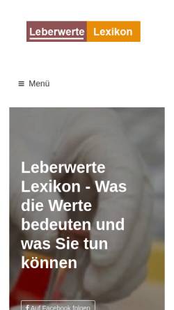 Vorschau der mobilen Webseite www.leberwerte-lexikon.de, Leberwerte Lexikon
