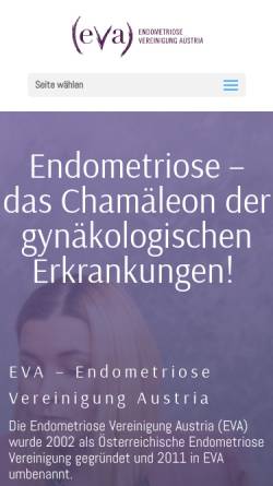 Vorschau der mobilen Webseite www.eva-info.at, EVA – Endometriose Vereinigung Austria e.V.