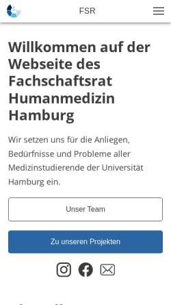 Vorschau der mobilen Webseite www.medizin-hamburg.de, Fachschaftsrat Medizin an der Universität Hamburg