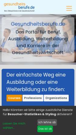 Vorschau der mobilen Webseite www.gesundheitsberufe.de, Gesundheitsberufe