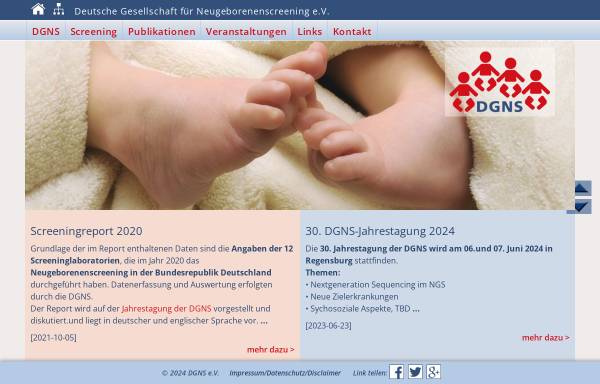Vorschau von www.screening-dgns.de, Deutsche Gesellschaft für Neugeborenenscreening e.V.