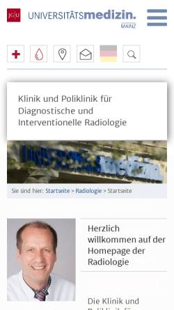 Vorschau der mobilen Webseite www.unimedizin-mainz.de, Mainz - Klinik und Poliklinik für Diagnostische und Interventionelle Radiologie der Universität
