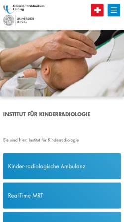 Vorschau der mobilen Webseite kinderradiologie.uniklinikum-leipzig.de, Abteilung für Kinderradiologie der Universität Leipzig