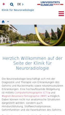 Vorschau der mobilen Webseite www.uniklinik-freiburg.de, Freiburg - Klinik für Neuroradiologie der Universität