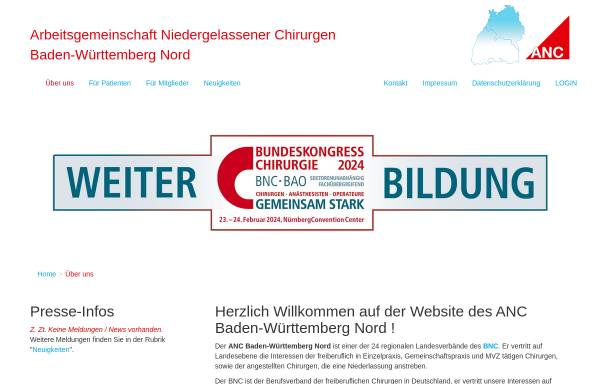 Vorschau von www.anc-bwn.de, Arbeitsgemeinschaft Niedergelassener Chirurgen Baden-Württemberg Nord e.V.