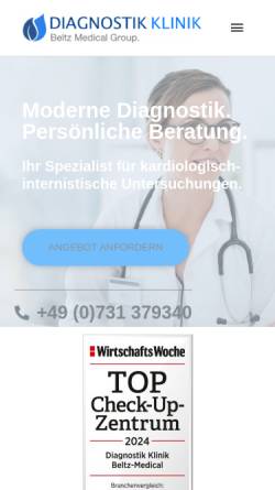 Vorschau der mobilen Webseite www.checkupklinik.de, Beltz Medical Diagnostik Klinik GmbH