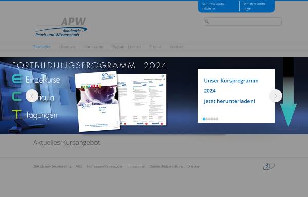 Vorschau von www.apw.de, APW - Akademie Praxis und Wissenschaft
