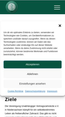 Vorschau der mobilen Webseite www.vuv-nds.de, Vereinigung unabhängiger Vertragszahnärzte e.V. (VuV)