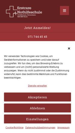 Vorschau der mobilen Webseite www.firstcare.ch, Firstcare Nothilfeschule