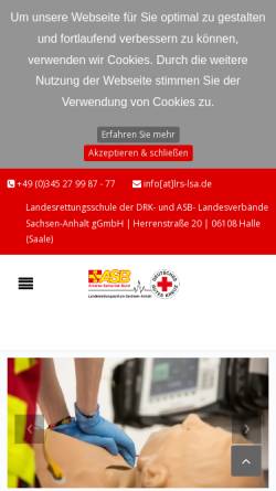 Vorschau der mobilen Webseite www.lrs-lsa.de, Landesrettungsschule der DRK- und ASB-Landesverbände Sachsen-Anhalt gGmbH