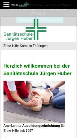 Vorschau der mobilen Webseite www.sanihuber.de, Sanitätsschule Jürgen Huber