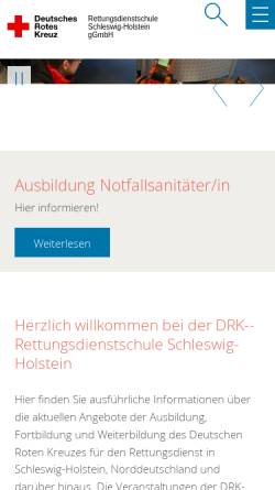 Vorschau der mobilen Webseite www.drk-rettungsschule-sh.de, DRK-Rettungsdienstschule Schleswig-Holstein