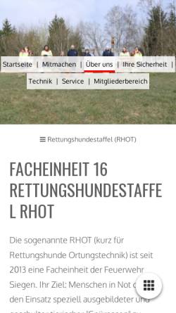 Vorschau der mobilen Webseite www.rh57.de, Rettungshundestaffel Feuerwehr Siegen