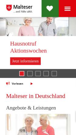 Vorschau der mobilen Webseite www.malteser.de, Malteser Rettungshundestaffel Schwäbisch Gmünd