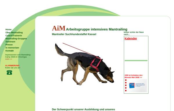 Vorschau von www.mantrailing-aim.de, Arbeitsgruppe intensives Mantrailing