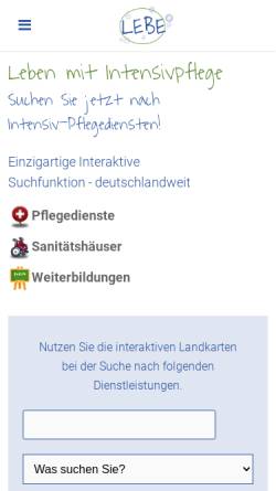 Vorschau der mobilen Webseite www.leben-mit-intensivpflege.de, Lebe - das unabhängige und neutrale Intensivpflegeportal