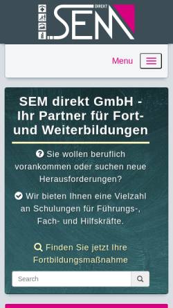 Vorschau der mobilen Webseite www.sem-direkt.de, SEM direkt Mitarbeiterqualifikation