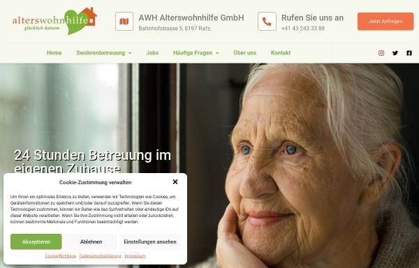 Vorschau von www.alterswohnhilfe.ch, AWH Alterswohnhilfe GmbH