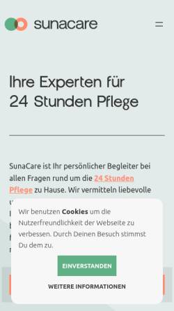 Vorschau der mobilen Webseite www.sunacare.de, SunaCare GmbH