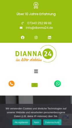 Vorschau der mobilen Webseite dianna24.de, Dianna24 - Im Alter daheim