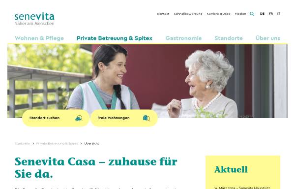 Vorschau von www.homecare.ch, Hausbetreuungsdienst für Stadt und Land AG