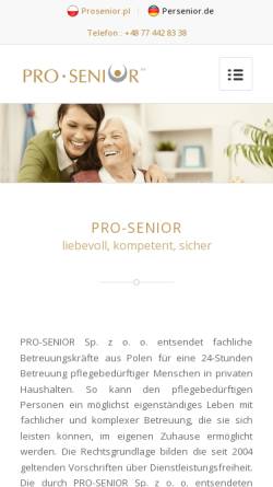 Vorschau der mobilen Webseite persenior.de, Pro-Senior Sp. z o.o.