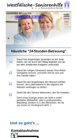 Vorschau der mobilen Webseite www.westfaelische-seniorenhilfe.de, Westfälische Seniorenhilfe
