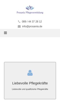 Vorschau der mobilen Webseite www.prosania.de, Prosania Pflegevermittlung UG (haftungsbeschränkt)