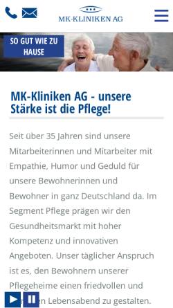 Vorschau der mobilen Webseite www.mk-kliniken.de, MK-Kliniken AG
