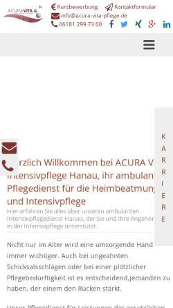 Vorschau der mobilen Webseite www.acura-vita-pflege.de, Acura Vita GmbH