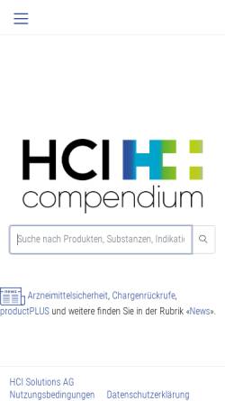 Vorschau der mobilen Webseite compendium.ch, Arzneimittel Kompendium Schweiz