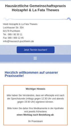 Vorschau der mobilen Webseite www.praxisholzapfel-vonloh.de, Hausärztliche Gemeinschaftspraxis Dr. Holzapfel und Dr. von Loh