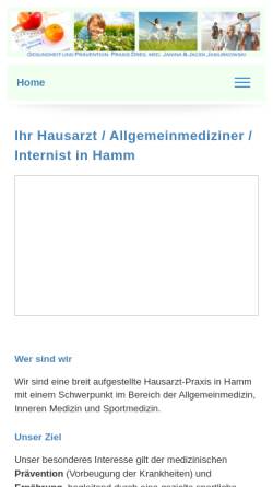 Vorschau der mobilen Webseite www.hamm-hausarzt.de, Hausärztliche Gemeinschaftspraxis Dres. J. & J. Jasiurkowski