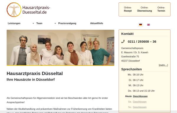 Vorschau von www.hausarztpraxis-duesseltal.de, Hausarztpraxis-Düsseltal Eqbal Masomi