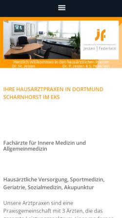 Vorschau der mobilen Webseite www.praxis-jessen-federlein.de, Praxispartnerschaft Dr. P. Jessen, Dr. M. Jessen, Dr. S. Federlein