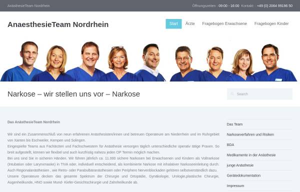 Vorschau von narkose.de, Anästhesie Team Nordrhein