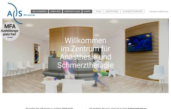 Vorschau von www.zfas-bielefeld.de, Zentrum für Anästhesie und Schmerztherapie Bielefeld