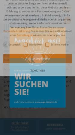 Vorschau der mobilen Webseite www.auge-dresden.de, Gemeinschaftspraxis Dr. Müller-Holz und Dr. Riedel