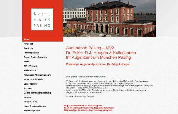 Vorschau von www.augenaerzte-pasing.de, Augenärzte Pasing - Dr. Sörgel-Hoegen und Kollegen
