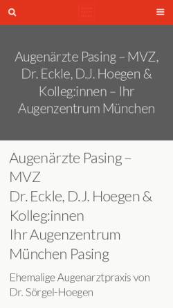 Vorschau der mobilen Webseite www.augenaerzte-pasing.de, Augenärzte Pasing - Dr. Sörgel-Hoegen und Kollegen