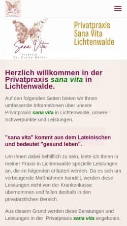 Vorschau der mobilen Webseite www.sana-vita-lichtenwalde.de, Privatpraxis Sana Vita