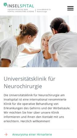 Vorschau der mobilen Webseite www.neurochirurgie.insel.ch, Prof. Dr. Andres Raabe
