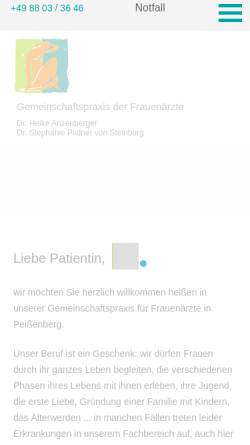 Vorschau der mobilen Webseite www.frauenaerzte-peissenberg.de, Anzenberger, Dr. Heike und Dr. Stephanie Pildner von Steinburg