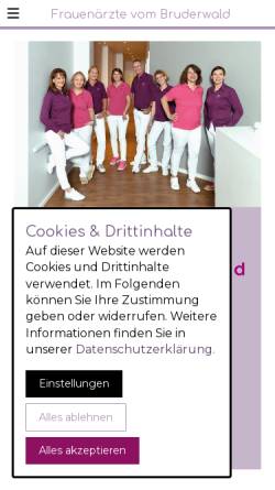 Vorschau der mobilen Webseite www.frauenaerzte-vom-bruderwald.de, Frauenärzte vom Bruderwald