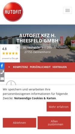 Vorschau der mobilen Webseite www.autohaus-theesfeld.de, Autofit - Meisterwerkstatt Theesfeld Kfz GmbH