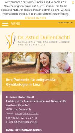 Vorschau der mobilen Webseite www.duller-gyn.at, Duller-Dichtl, Dr. Astrid - Fachärztin für Frauenheilkunde und Geburtshilfe