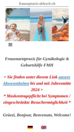 Vorschau der mobilen Webseite www.frauenpraxis-drlerch.ch, Lerch, Dr. Sandra