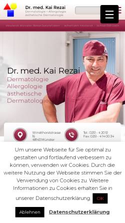 Vorschau der mobilen Webseite hautarzt-muenster.de, Brüske-Bourscheid, Dr. med, Kornelia, Renzai, Dr. med. Kai, Jansen-Baumann, Dr. med. Angelika