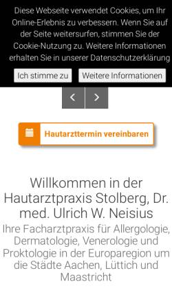 Vorschau der mobilen Webseite www.hautarztpraxis-stolberg.de, Neisius, Ulrich W. Dr.